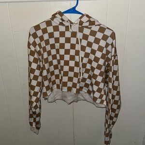 Forever 21 Checkered Cropped Hoodie